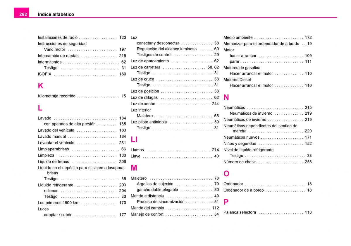 Skoda Fabia I 1 manual del propietario / page 263