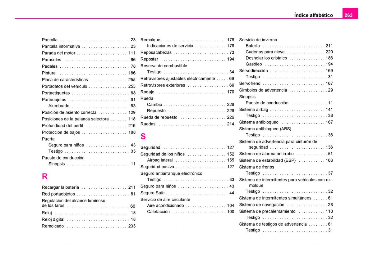 Skoda Fabia I 1 manual del propietario / page 264