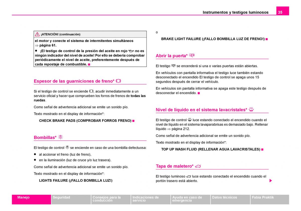 Skoda Fabia I 1 manual del propietario / page 36