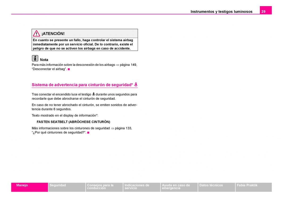 Skoda Fabia I 1 manual del propietario / page 40