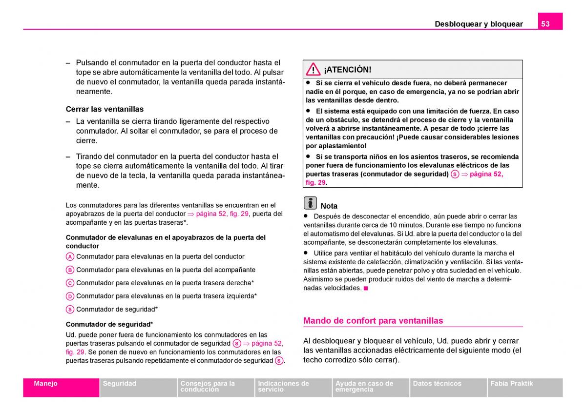 Skoda Fabia I 1 manual del propietario / page 54