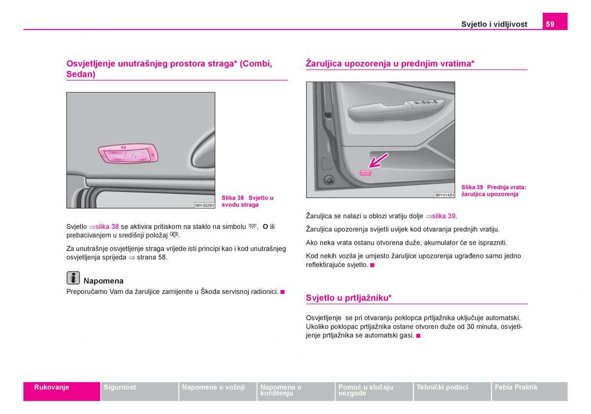 Skoda Fabia I 1 vlasnicko uputstvo / page 60