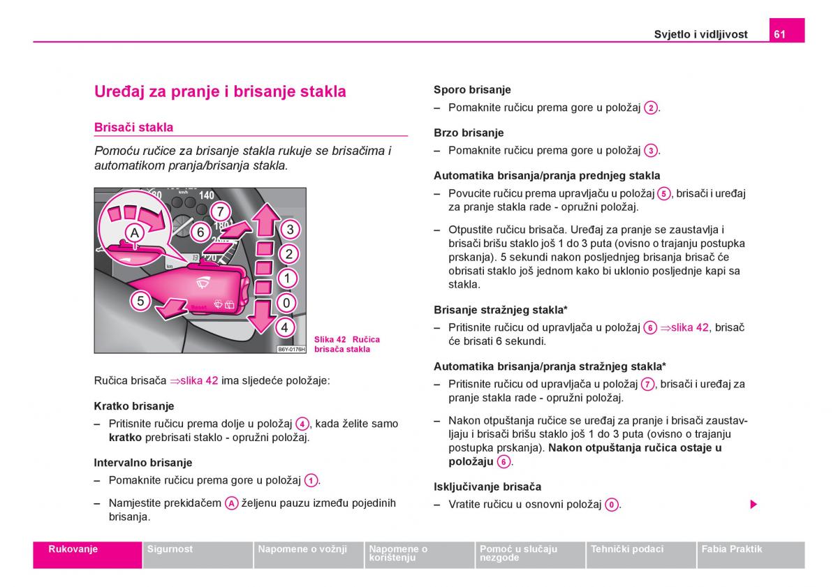 Skoda Fabia I 1 vlasnicko uputstvo / page 62