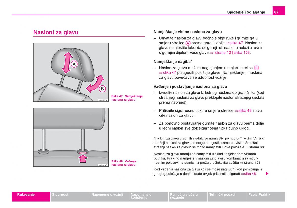 Skoda Fabia I 1 vlasnicko uputstvo / page 68