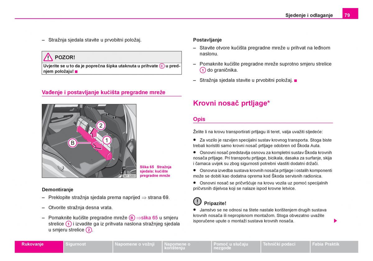 Skoda Fabia I 1 vlasnicko uputstvo / page 80