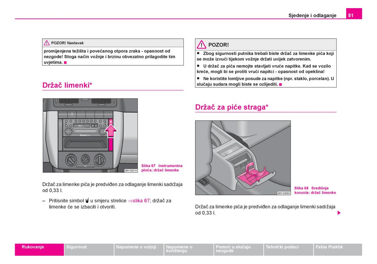 Skoda Fabia I 1 vlasnicko uputstvo / page 82