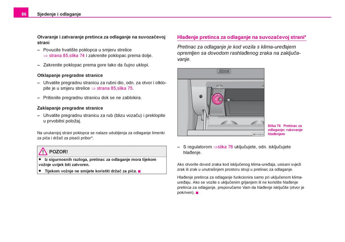 Skoda Fabia I 1 vlasnicko uputstvo / page 87