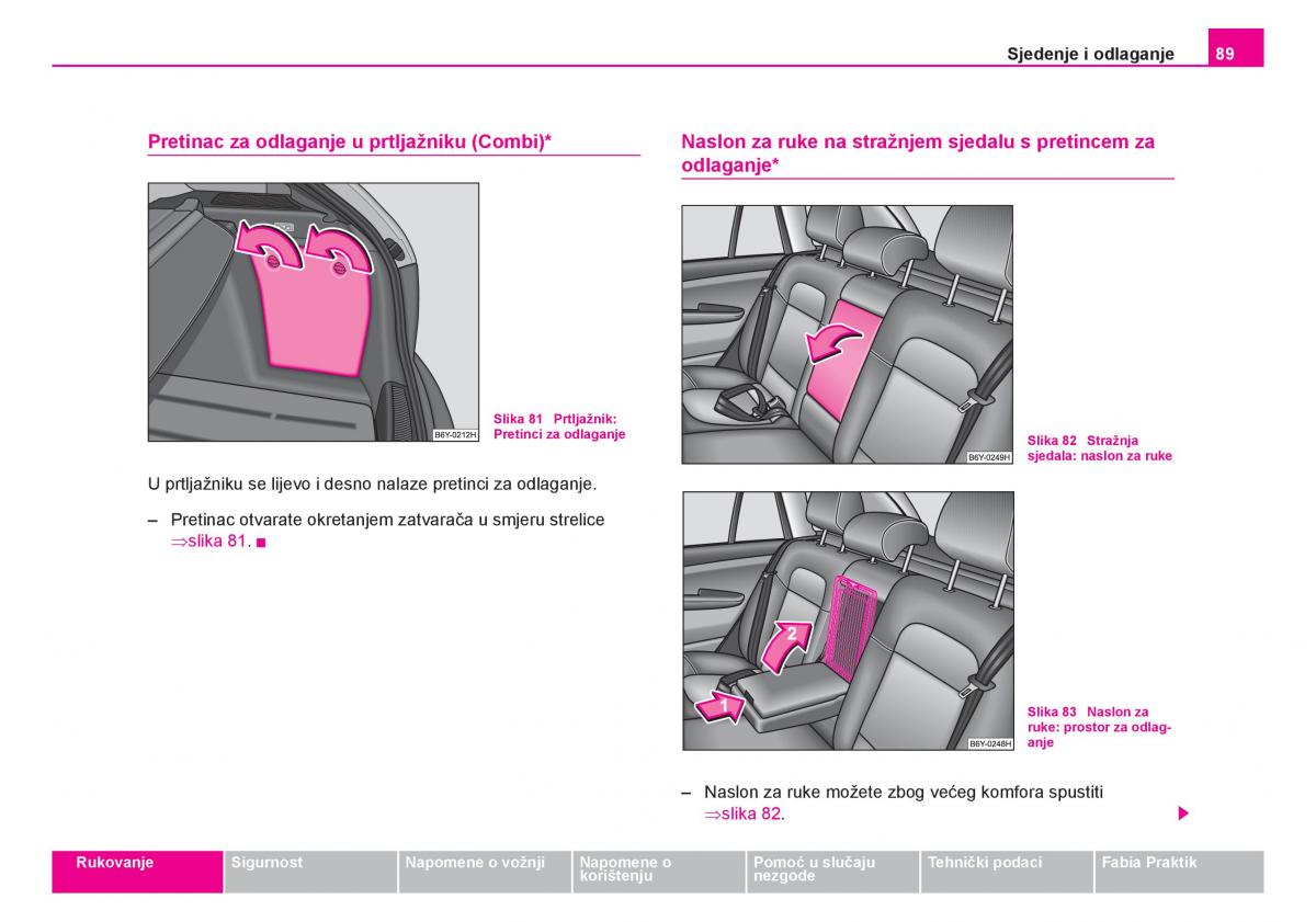 Skoda Fabia I 1 vlasnicko uputstvo / page 90