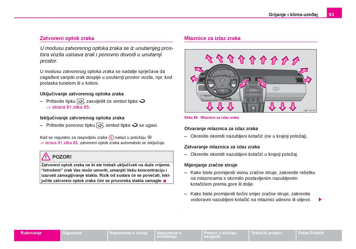 Skoda Fabia I 1 vlasnicko uputstvo / page 94