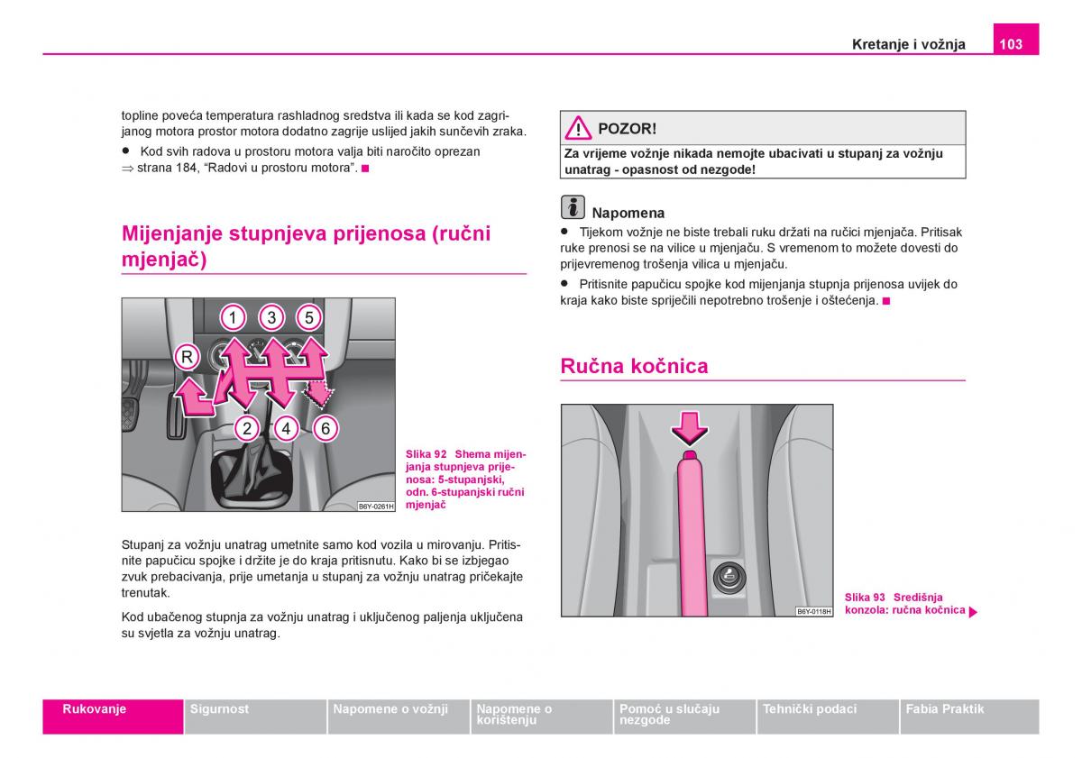 Skoda Fabia I 1 vlasnicko uputstvo / page 104