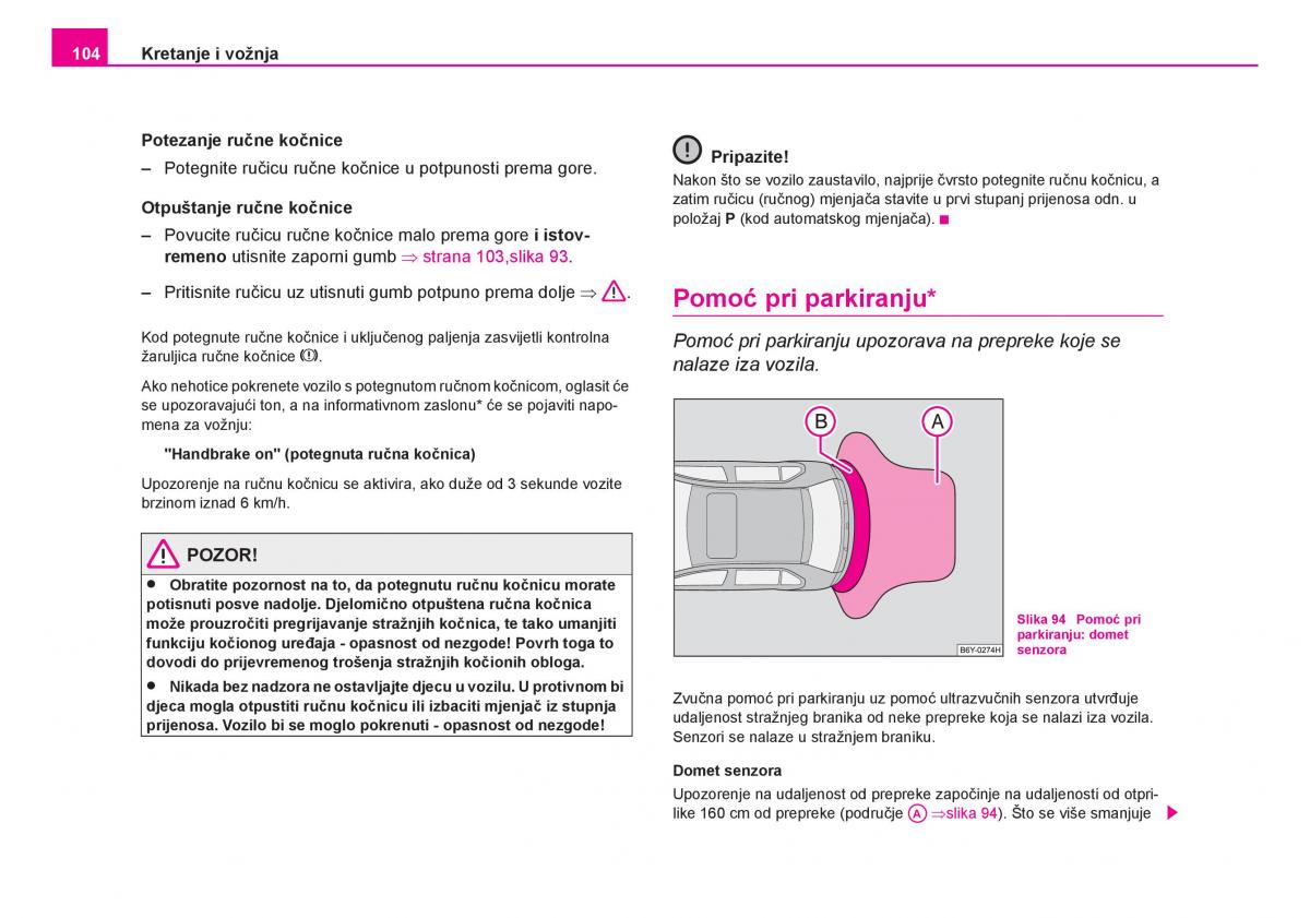 Skoda Fabia I 1 vlasnicko uputstvo / page 105