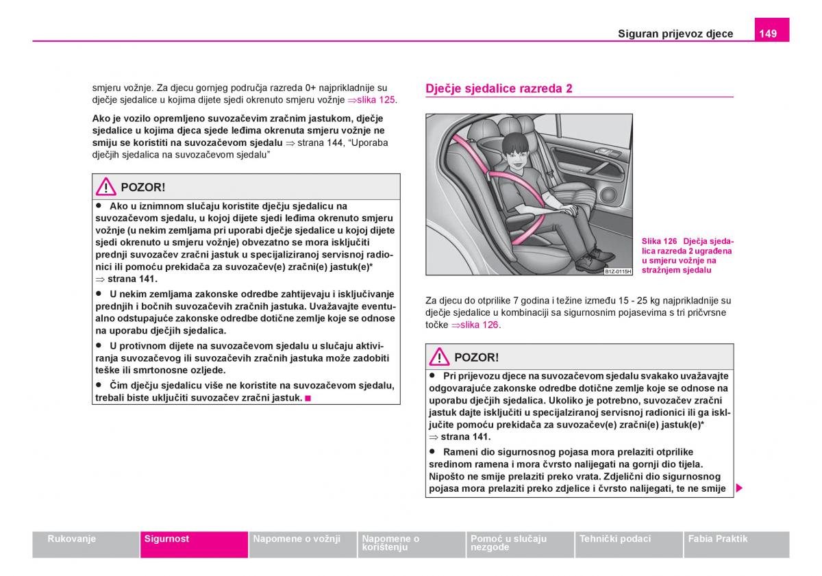 Skoda Fabia I 1 vlasnicko uputstvo / page 150