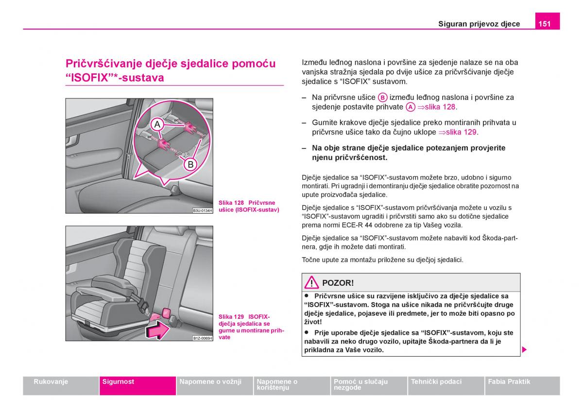 Skoda Fabia I 1 vlasnicko uputstvo / page 152