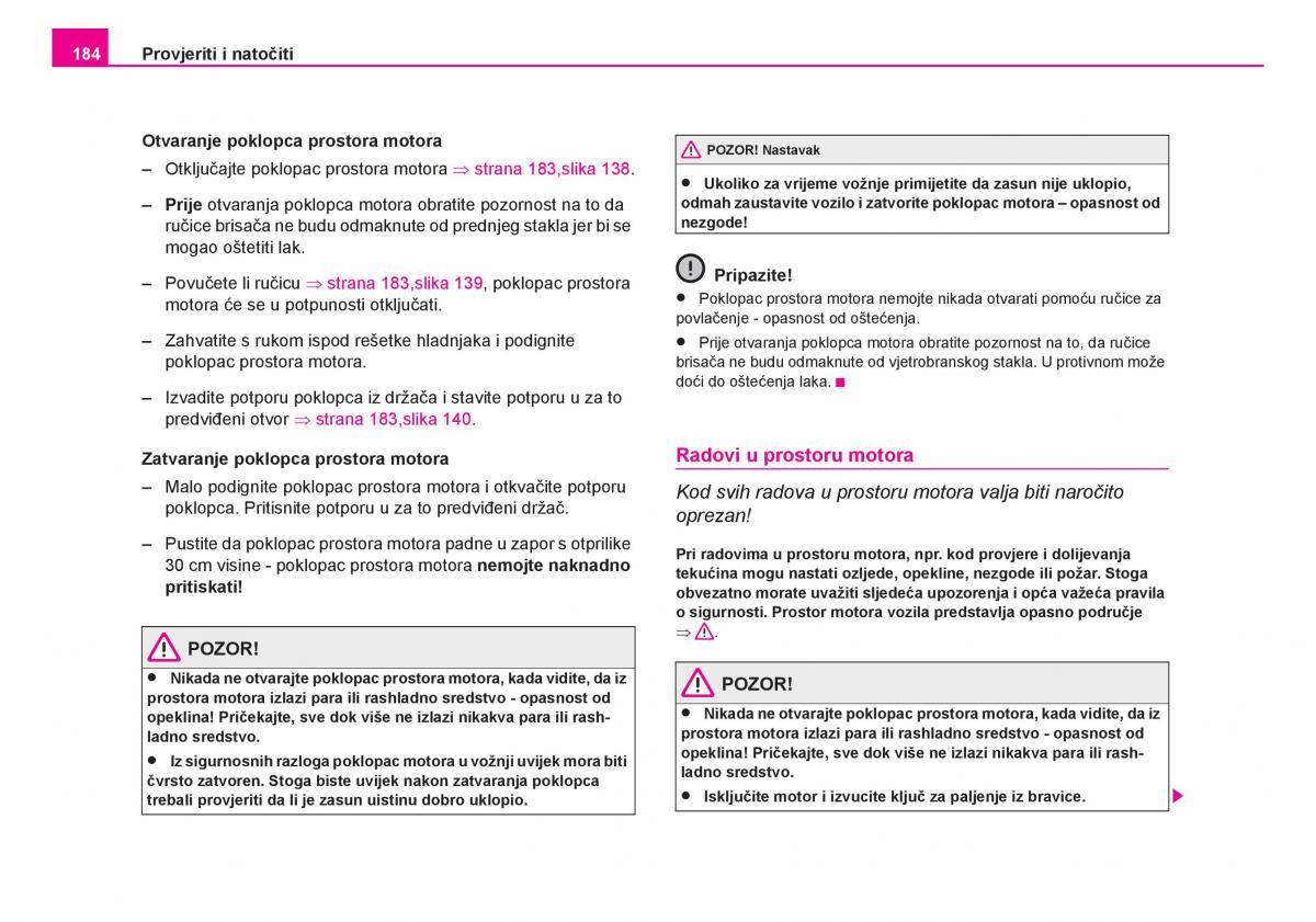 Skoda Fabia I 1 vlasnicko uputstvo / page 185