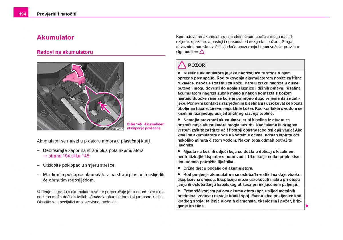 Skoda Fabia I 1 vlasnicko uputstvo / page 195