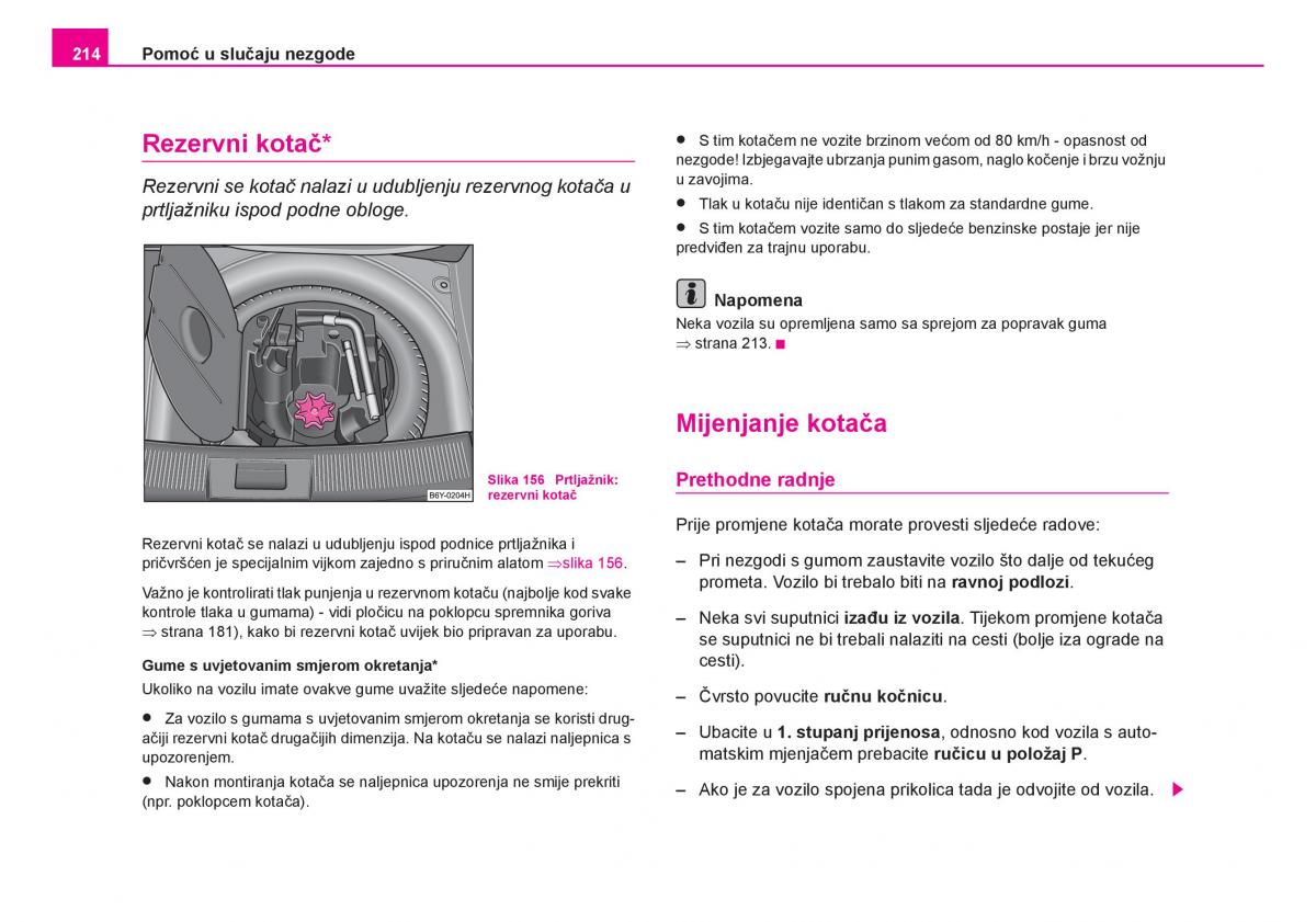 Skoda Fabia I 1 vlasnicko uputstvo / page 215