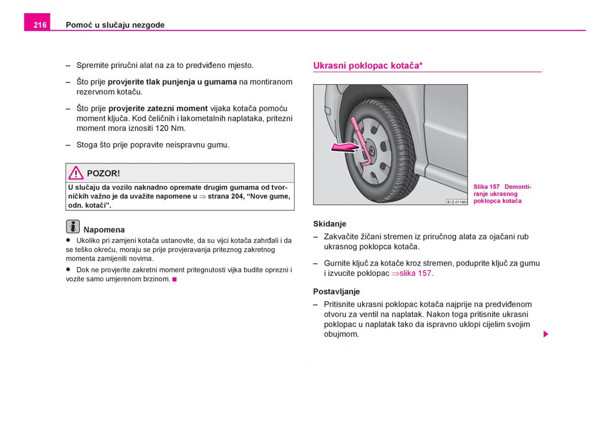 Skoda Fabia I 1 vlasnicko uputstvo / page 217