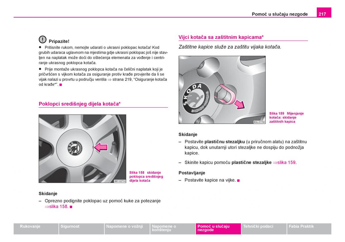 Skoda Fabia I 1 vlasnicko uputstvo / page 218