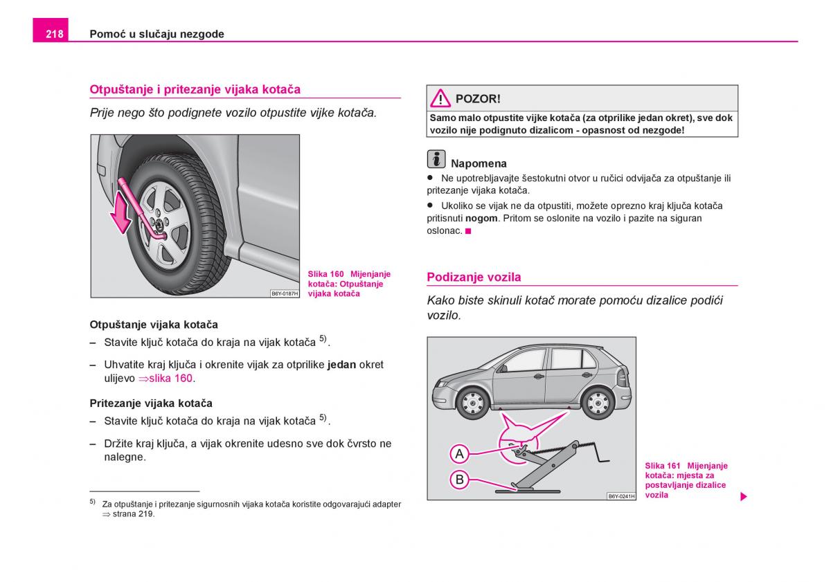 Skoda Fabia I 1 vlasnicko uputstvo / page 219