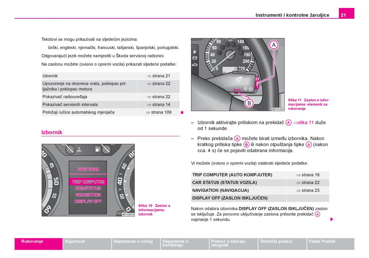 Skoda Fabia I 1 vlasnicko uputstvo / page 22