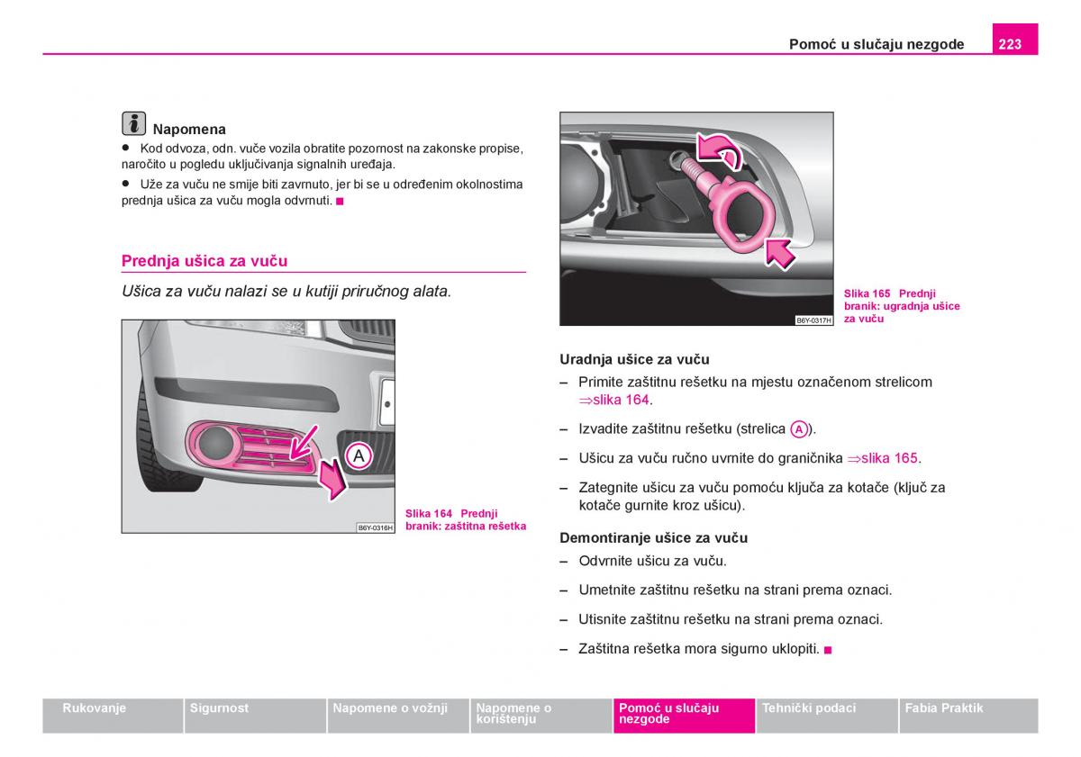 Skoda Fabia I 1 vlasnicko uputstvo / page 224