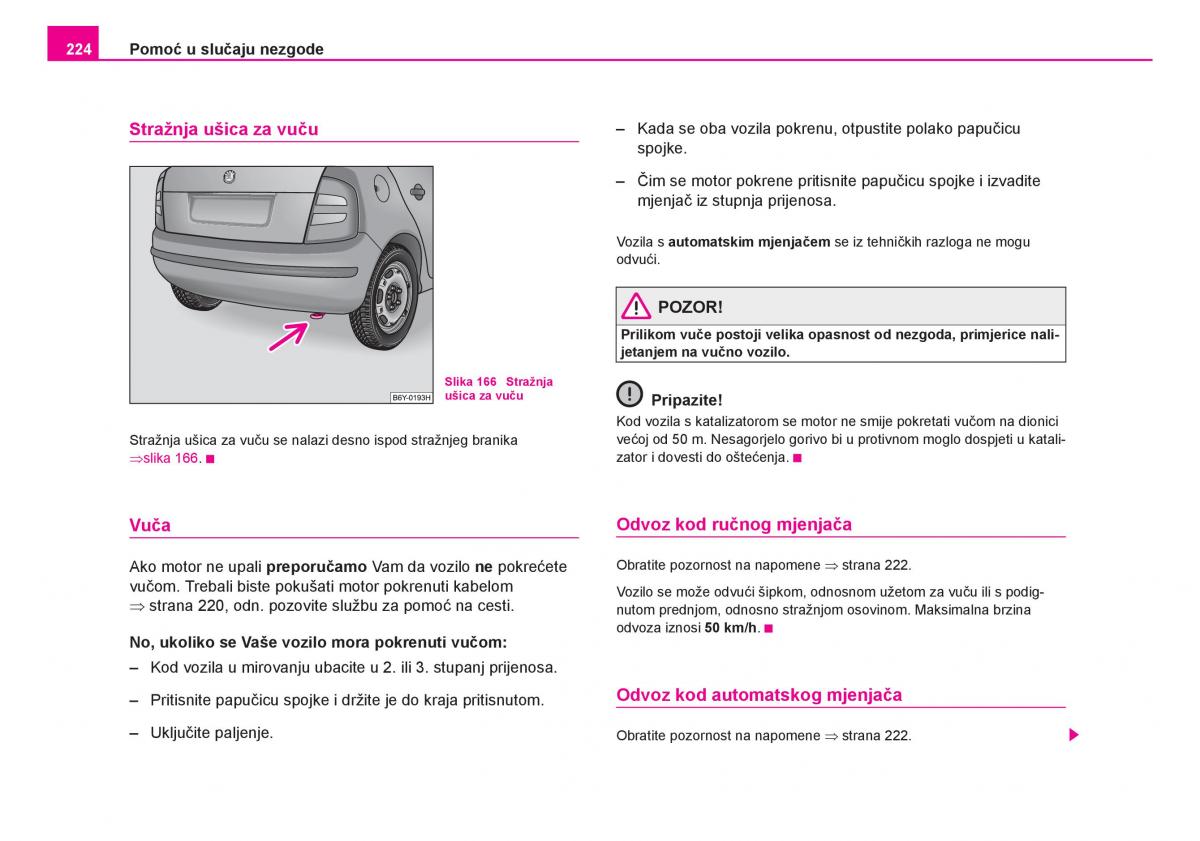 Skoda Fabia I 1 vlasnicko uputstvo / page 225