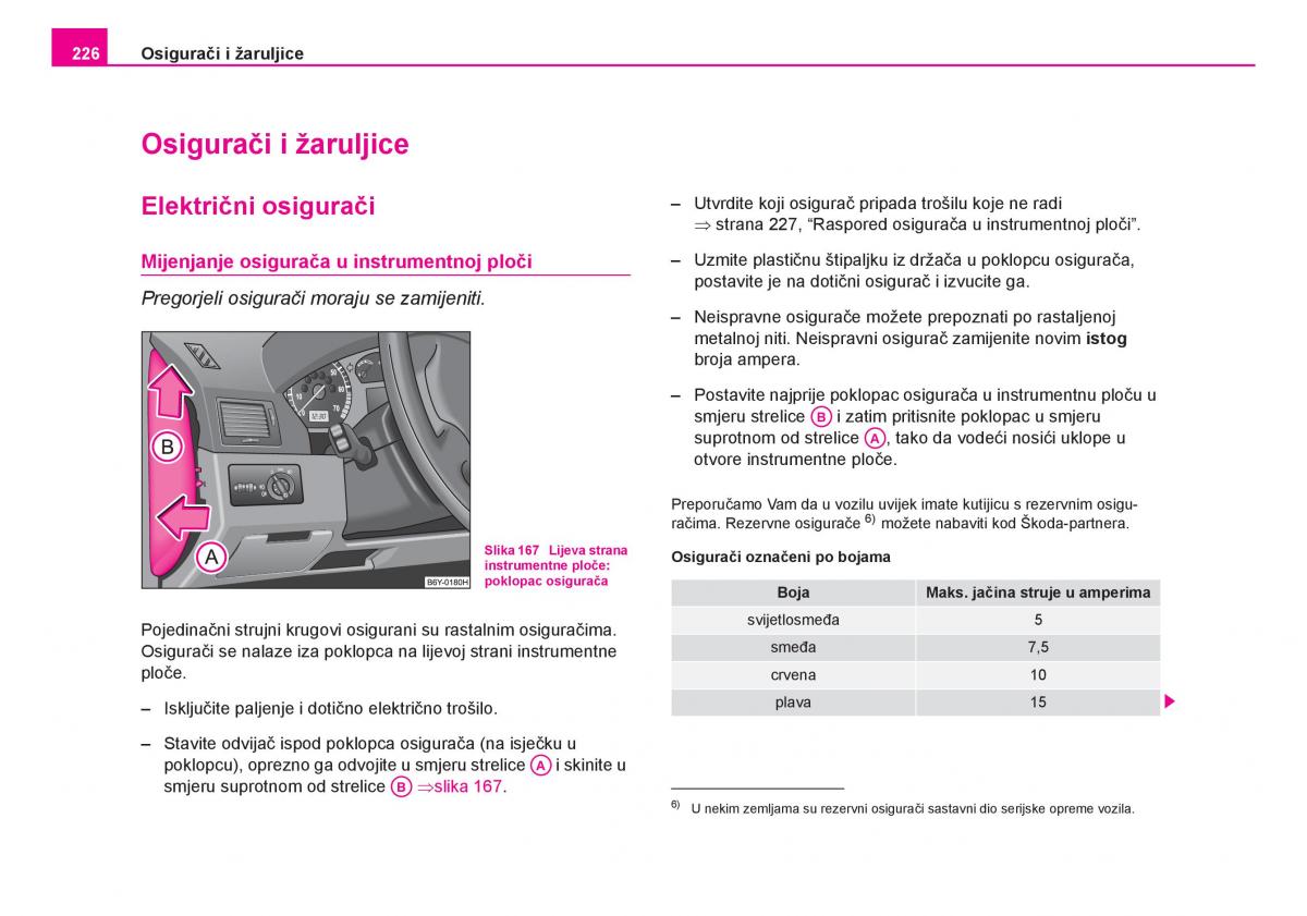 Skoda Fabia I 1 vlasnicko uputstvo / page 227