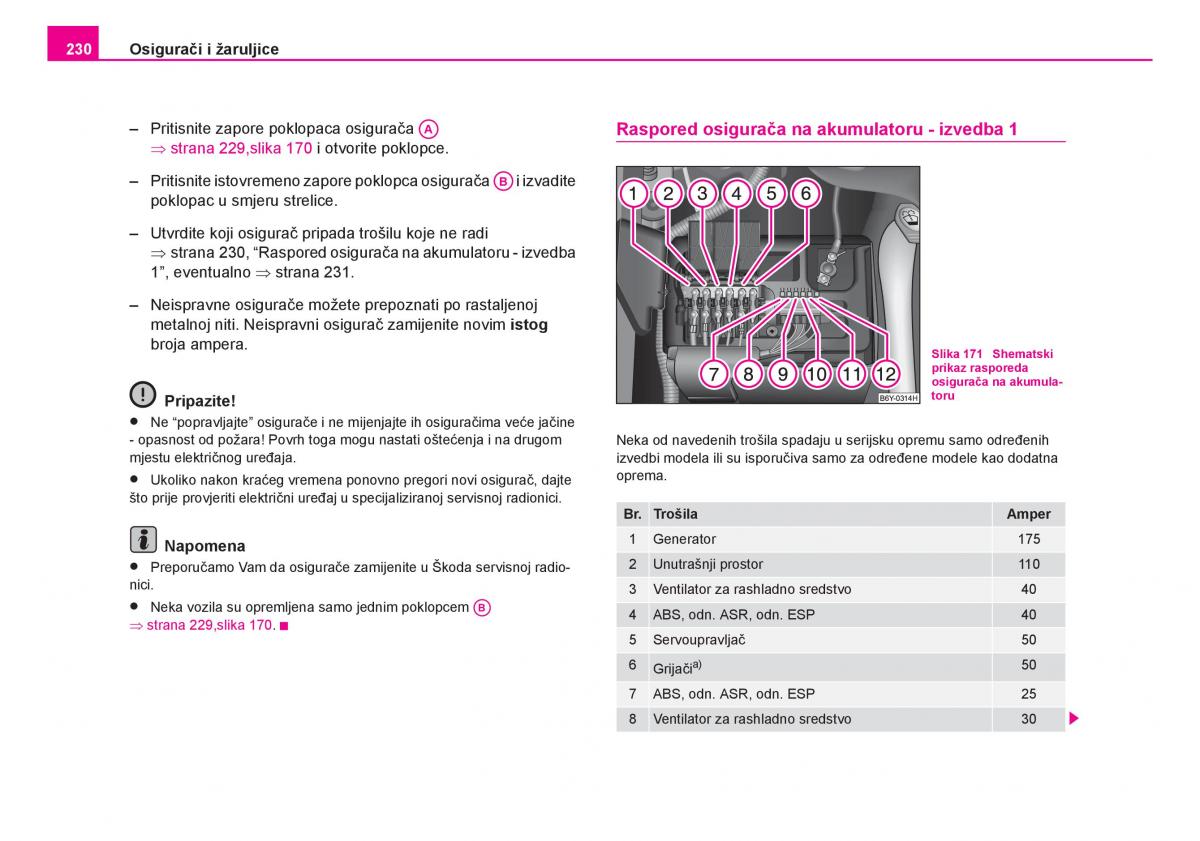 Skoda Fabia I 1 vlasnicko uputstvo / page 231