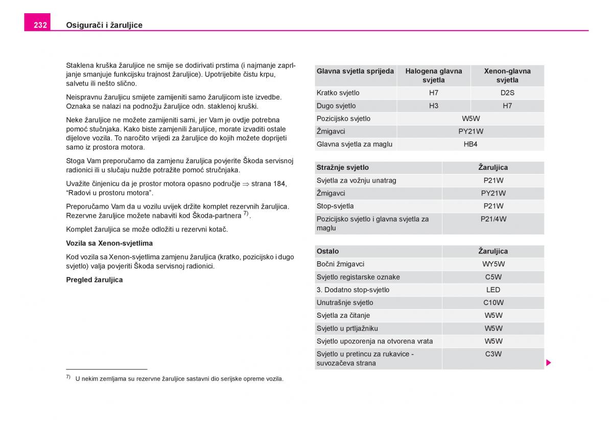 Skoda Fabia I 1 vlasnicko uputstvo / page 233