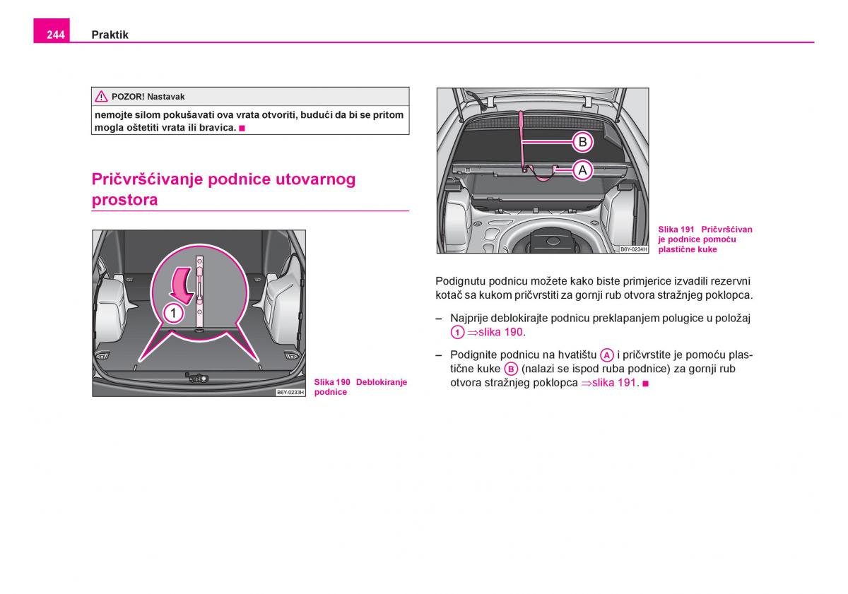 Skoda Fabia I 1 vlasnicko uputstvo / page 245