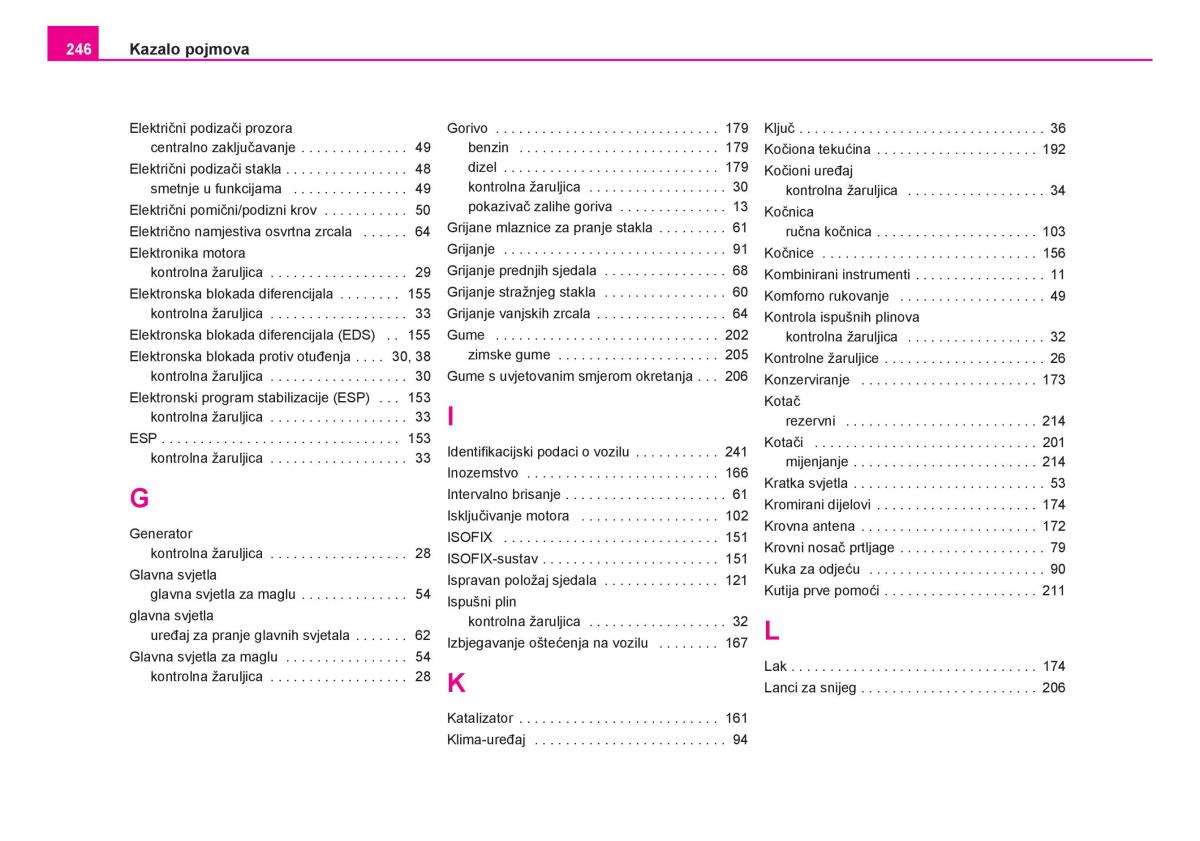 Skoda Fabia I 1 vlasnicko uputstvo / page 247