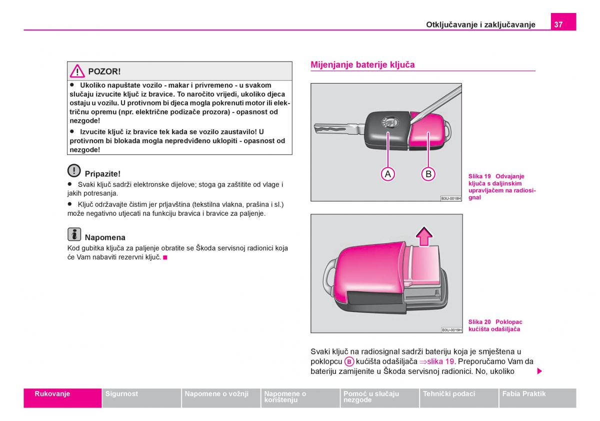 Skoda Fabia I 1 vlasnicko uputstvo / page 38