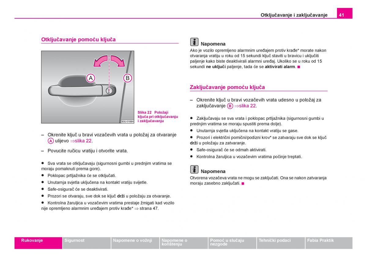 Skoda Fabia I 1 vlasnicko uputstvo / page 42