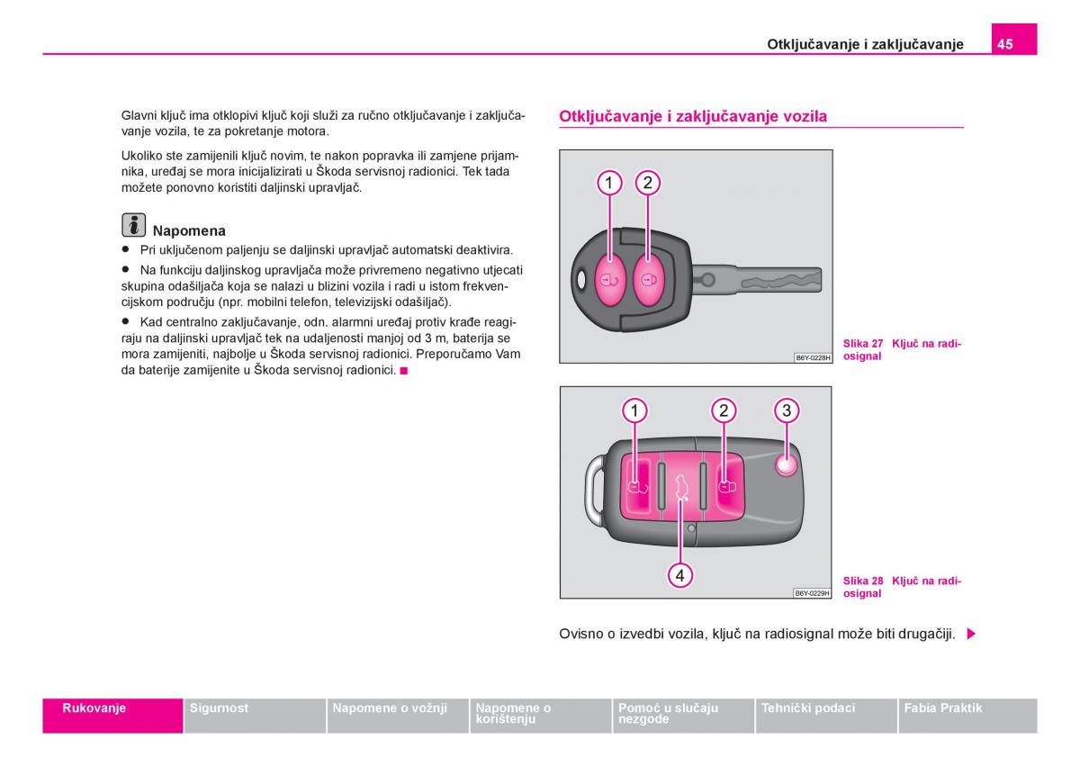 Skoda Fabia I 1 vlasnicko uputstvo / page 46