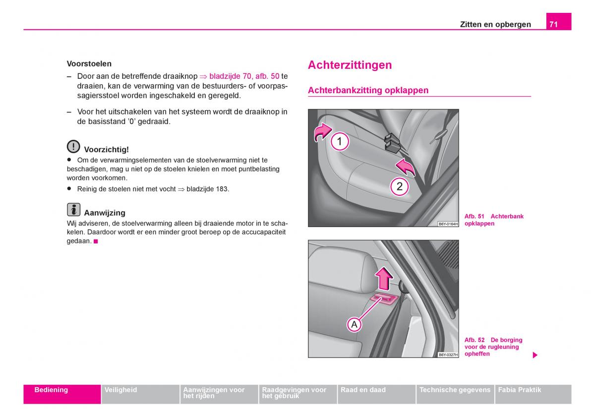 Skoda Fabia I 1 handleiding / page 72