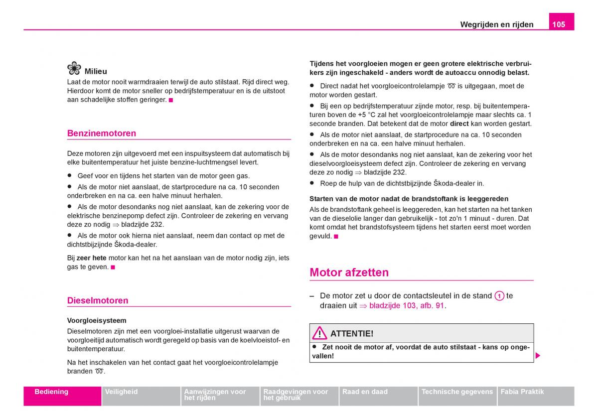 Skoda Fabia I 1 handleiding / page 106