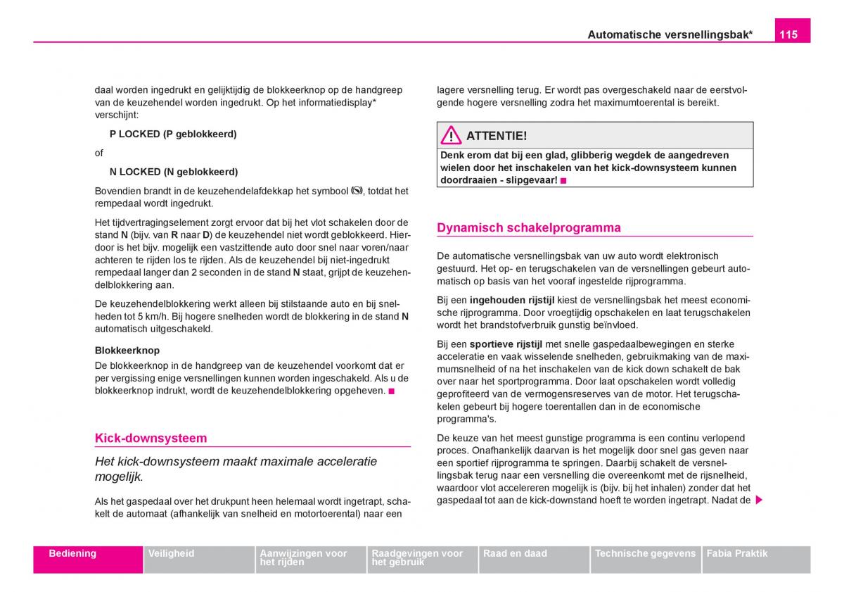 Skoda Fabia I 1 handleiding / page 116