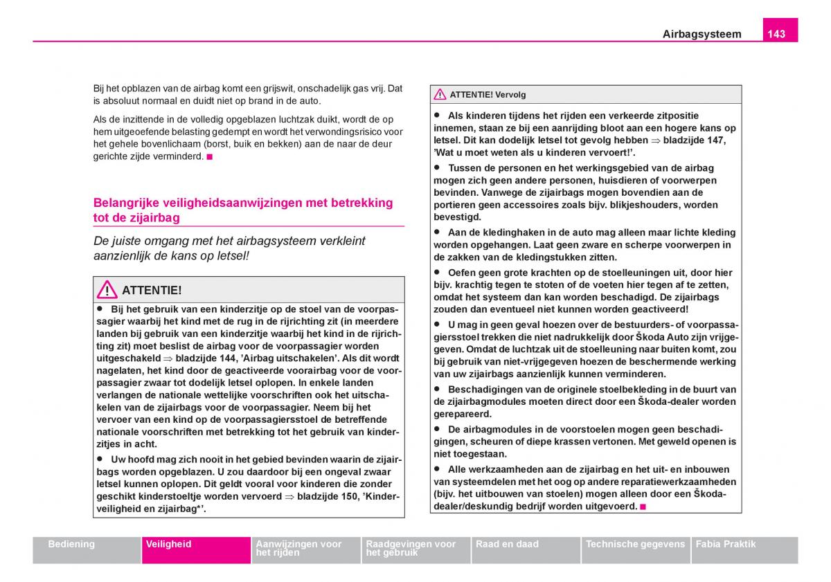 Skoda Fabia I 1 handleiding / page 144