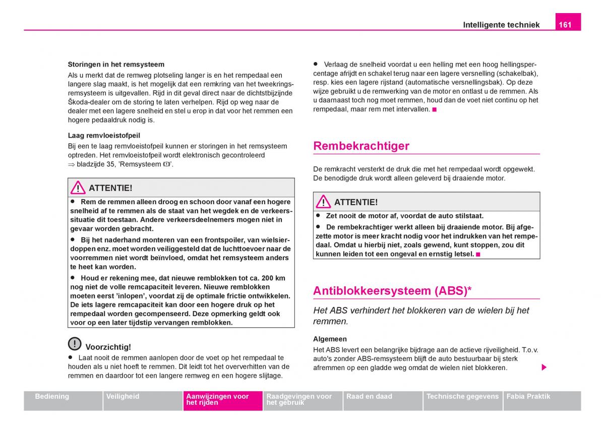 Skoda Fabia I 1 handleiding / page 162