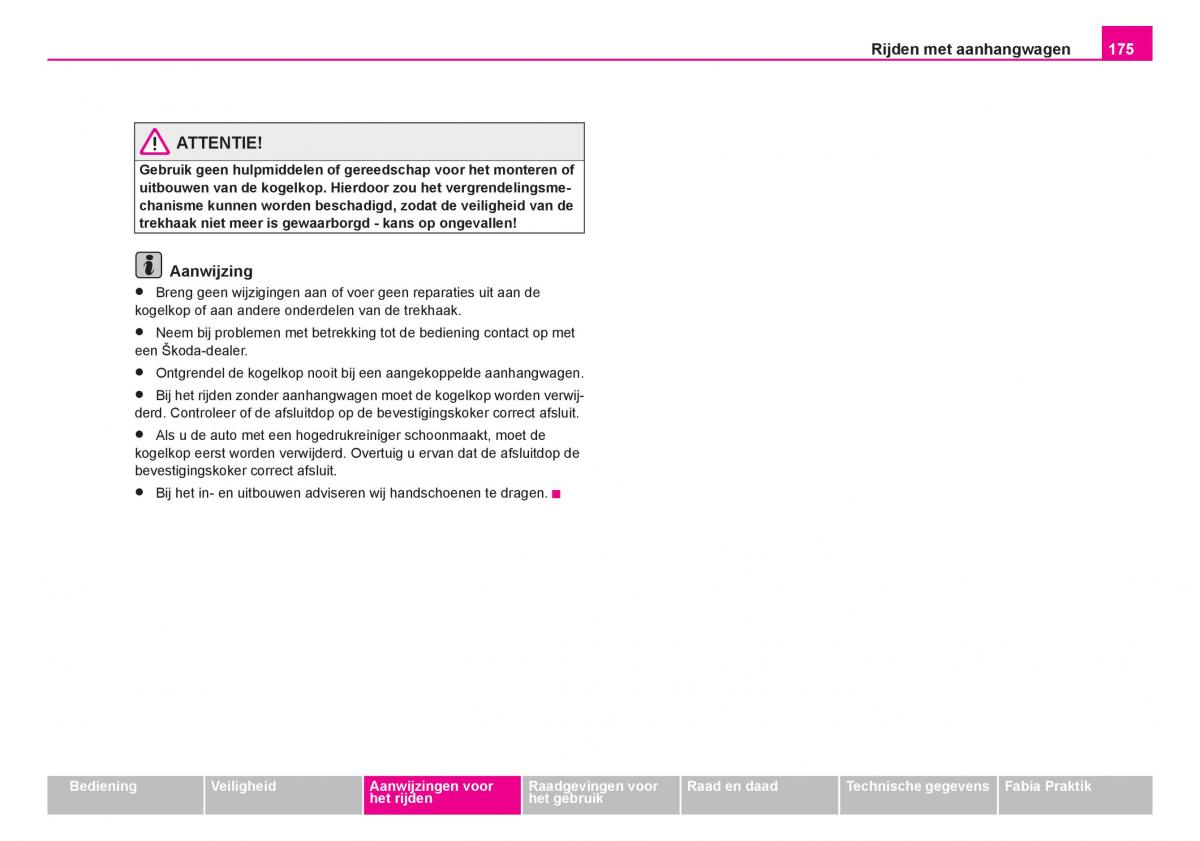 Skoda Fabia I 1 handleiding / page 176