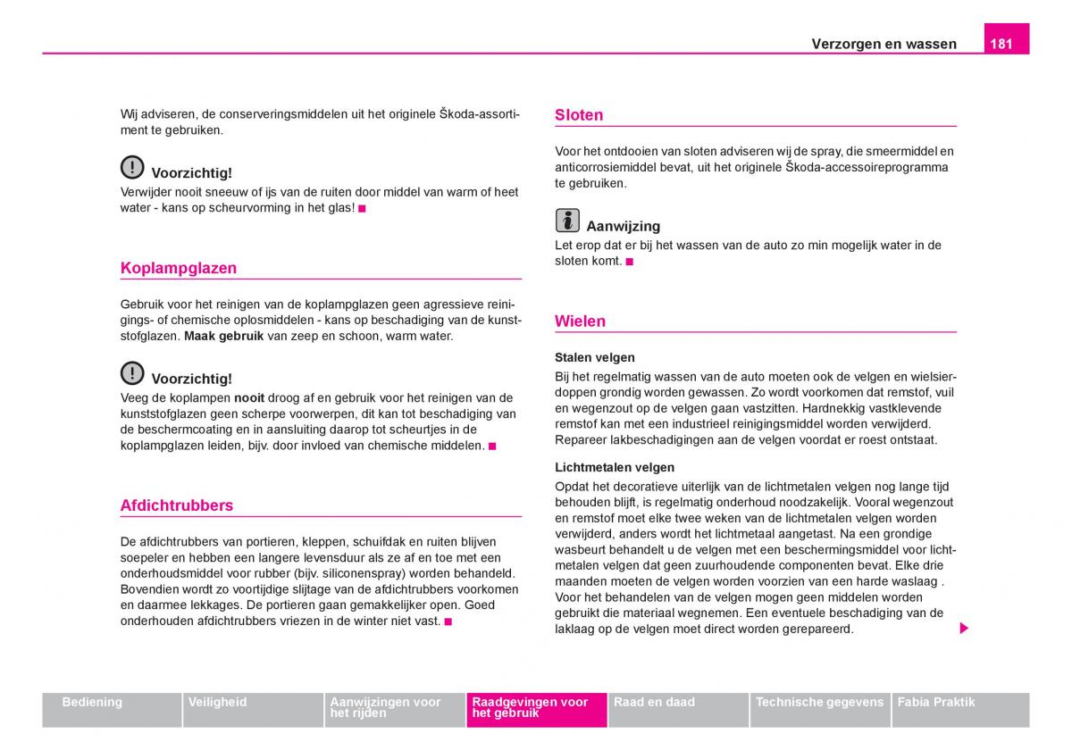 Skoda Fabia I 1 handleiding / page 182