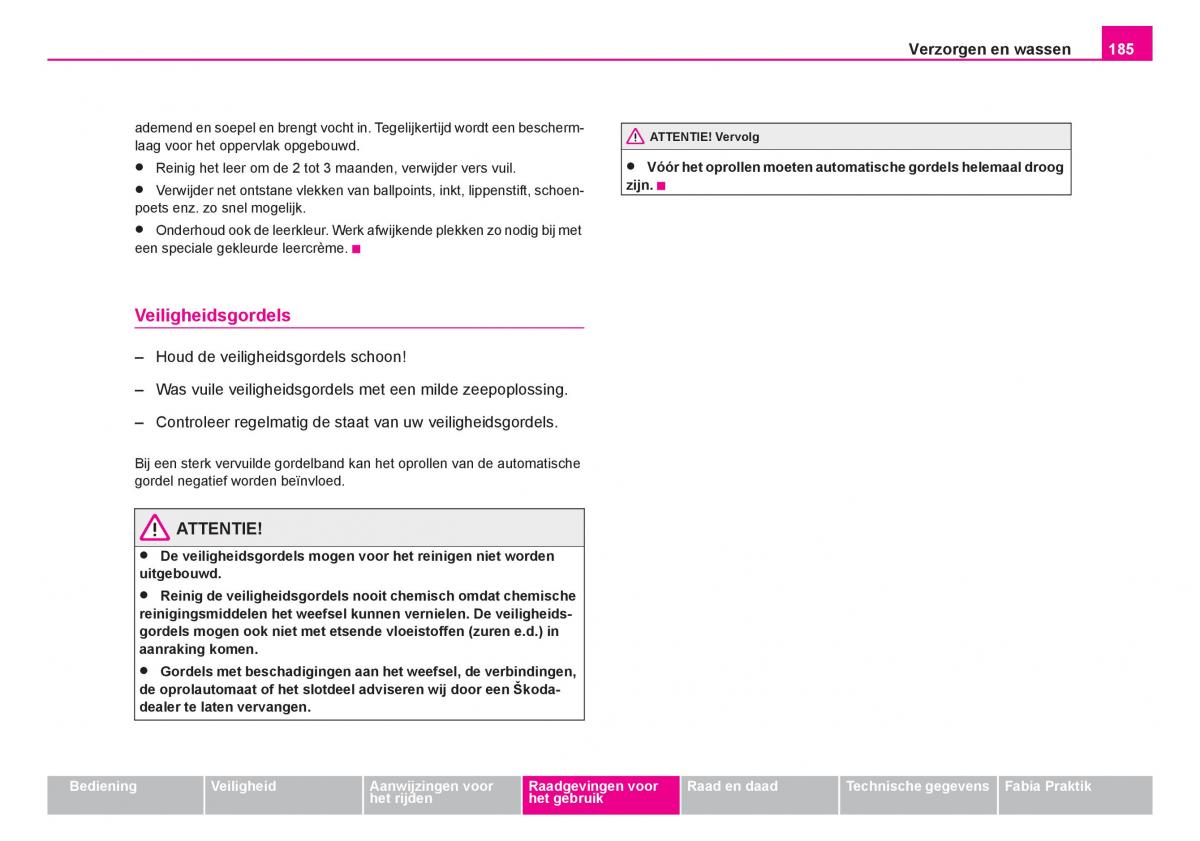 Skoda Fabia I 1 handleiding / page 186