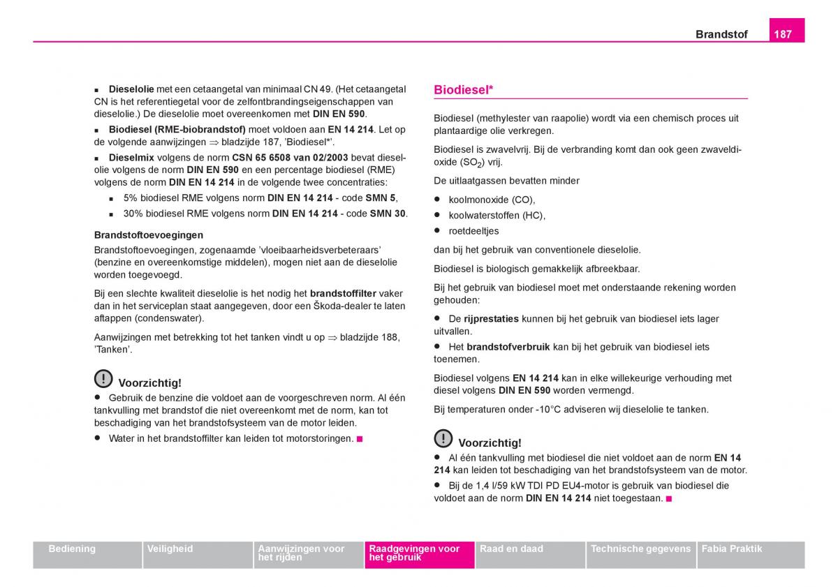 Skoda Fabia I 1 handleiding / page 188