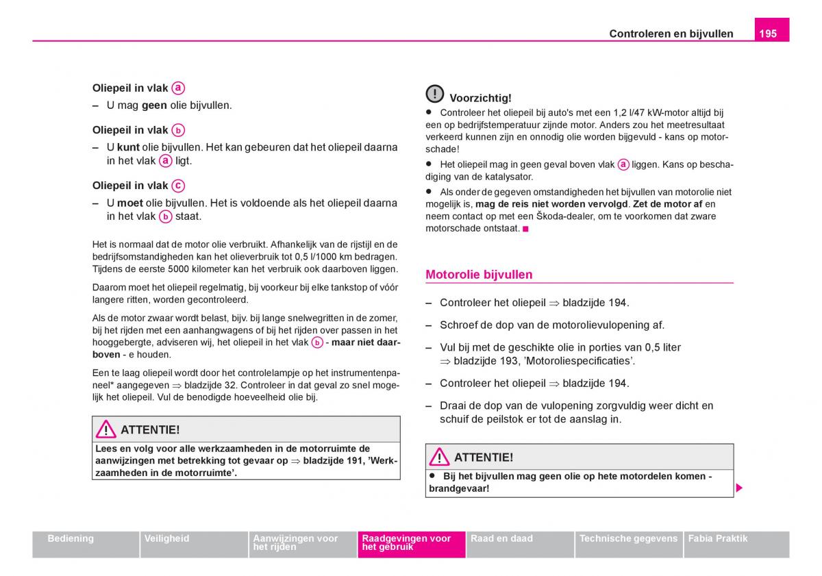 Skoda Fabia I 1 handleiding / page 196