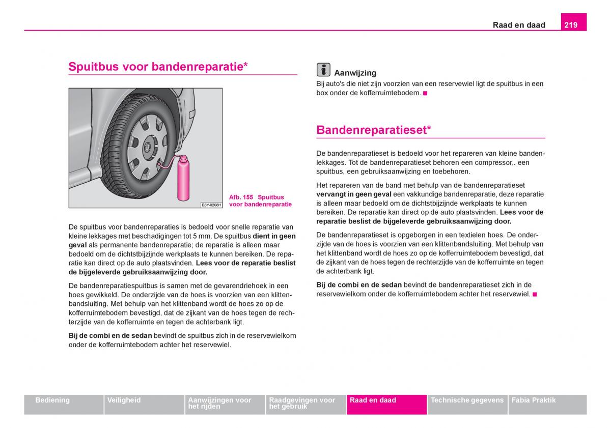 Skoda Fabia I 1 handleiding / page 220