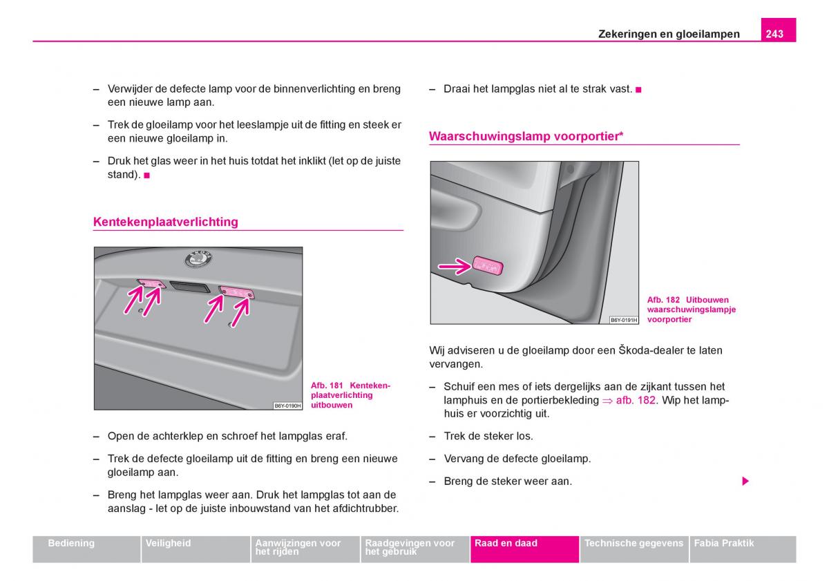 Skoda Fabia I 1 handleiding / page 244