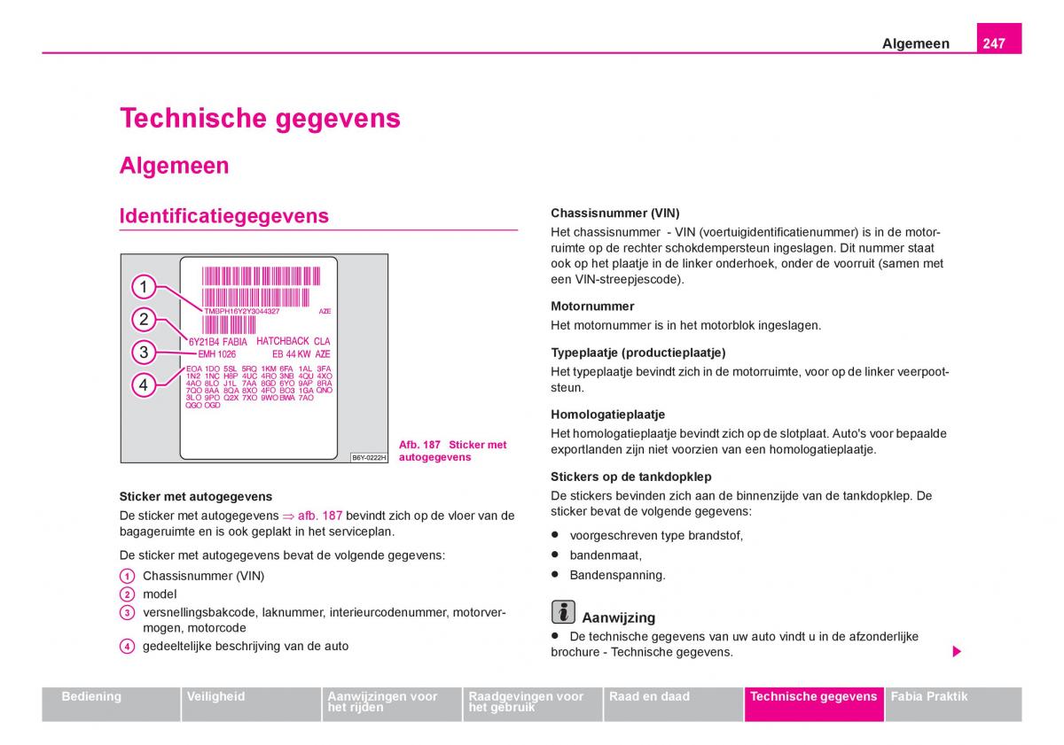 Skoda Fabia I 1 handleiding / page 248