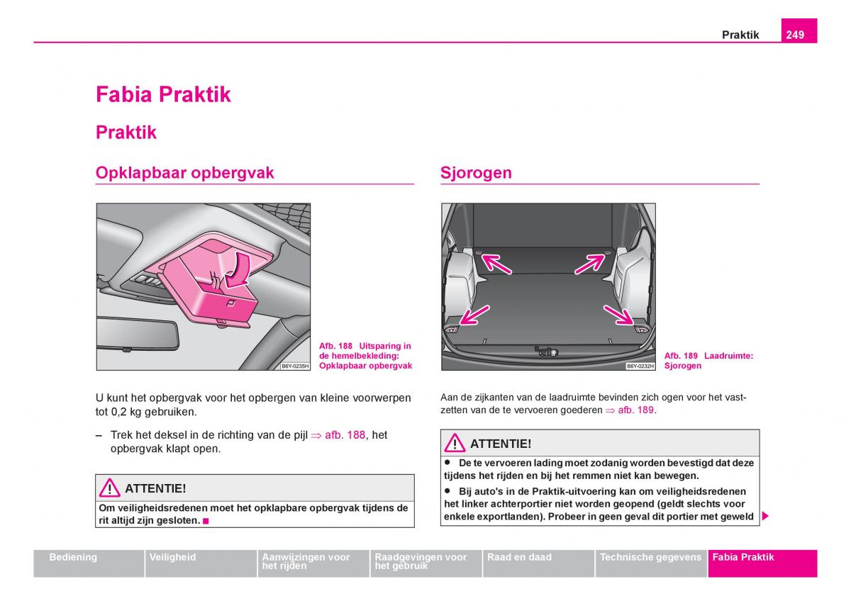 Skoda Fabia I 1 handleiding / page 250