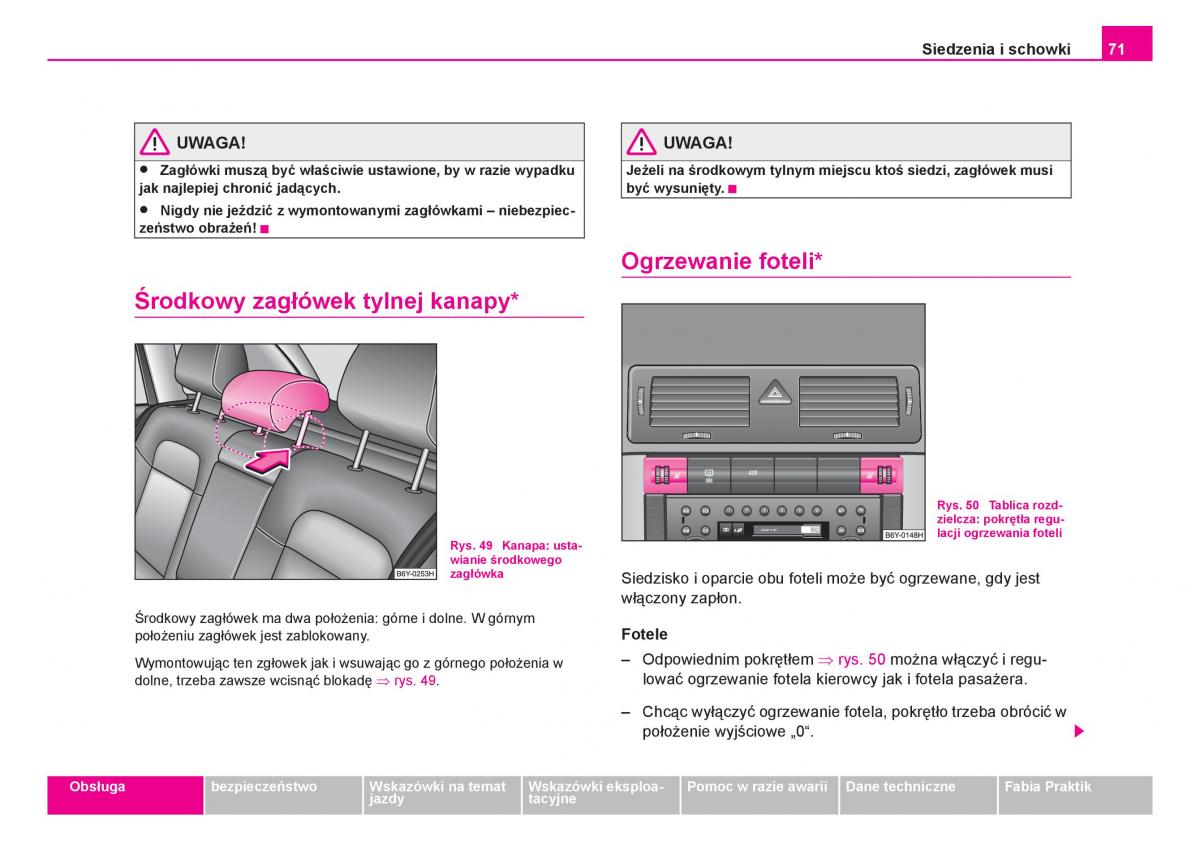 Skoda Fabia I 1 instrukcja obslugi / page 72