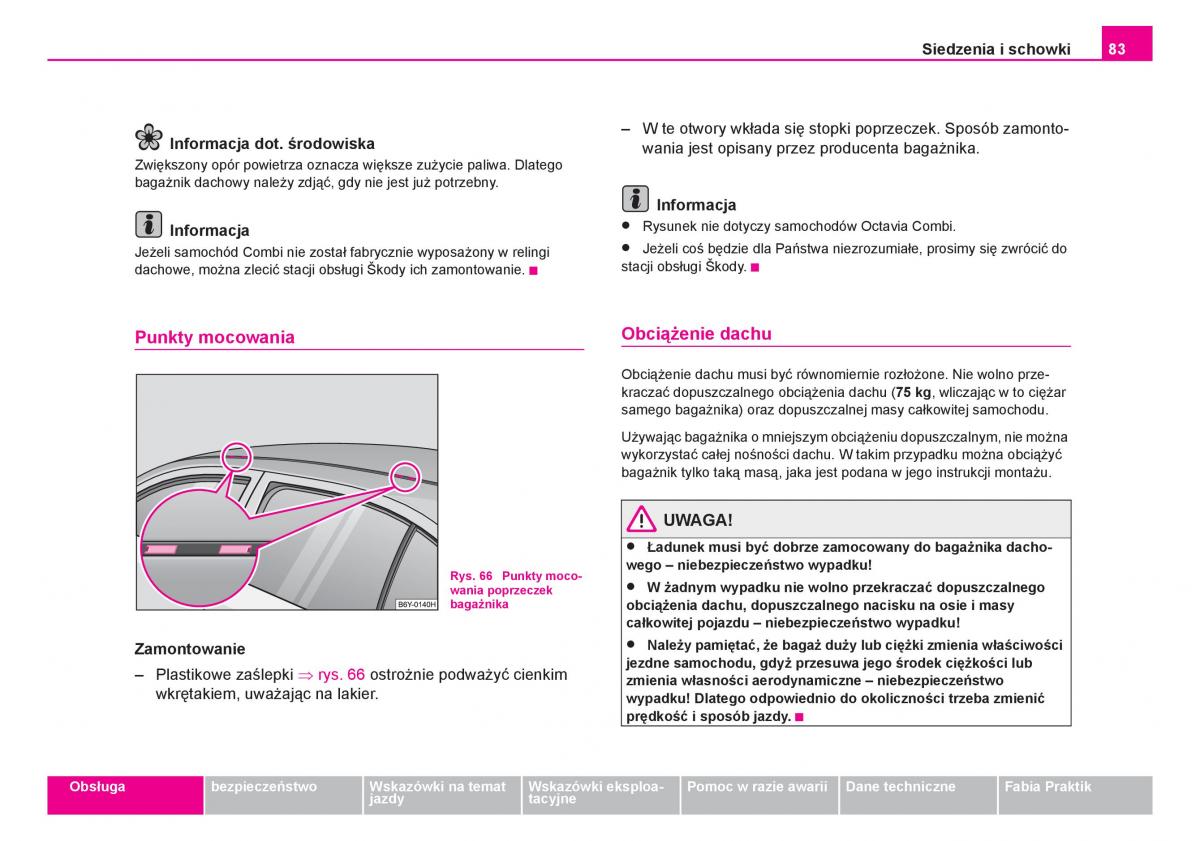 Skoda Fabia I 1 instrukcja obslugi / page 84